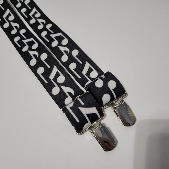 Men's Bold Musical Notes 48" Long 1.5" Adjustable Suspenders Made in USA - Picture 4 of 7
